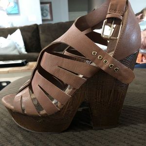 Brown wedge heels